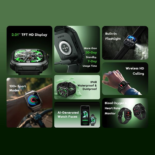 oraimo Watch Lumos N 2.01'' HD Display IP68 Smart Watch